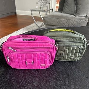 TWO Lug Crossbody Bags (Green and Pink)